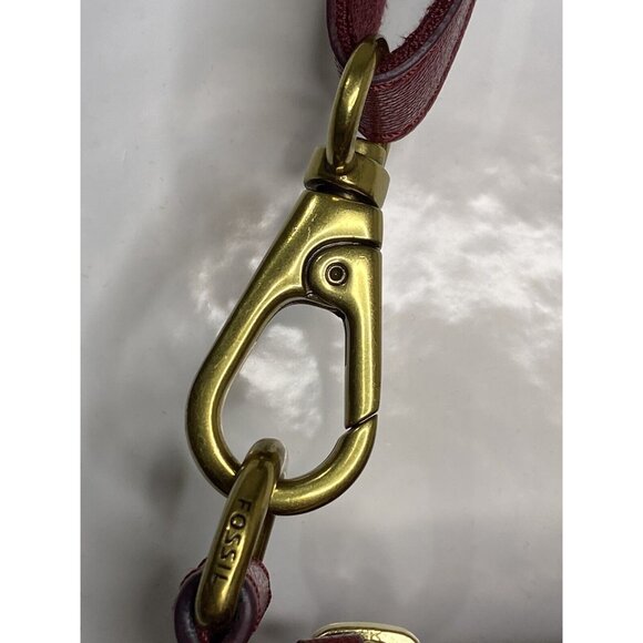 Fossil Red Leather Crossbody Shoulder Bag With Gold-Tone Hardware & Key Accent - Picture 9 of 12